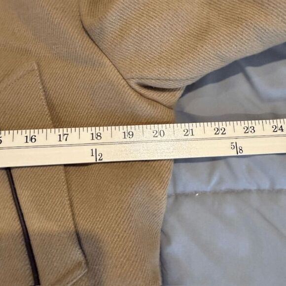 Cole Haan Grandseries Wool Blend Topper Coat Camel Tan Sweater Bib Size Small - Picture 15 of 17